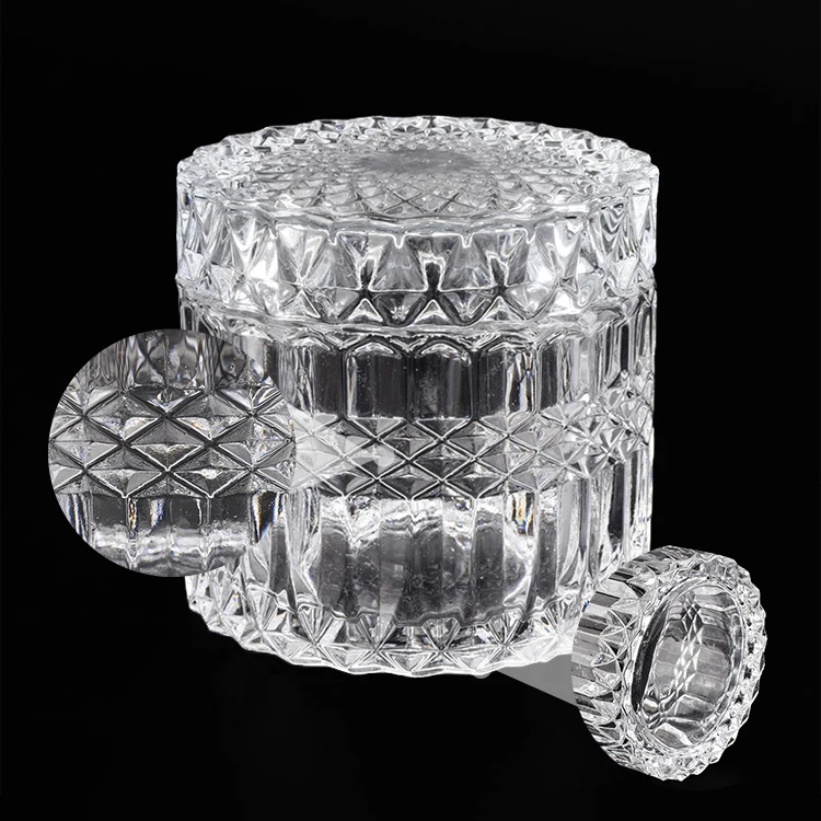 Clear glass votive candle jar with lid home decor