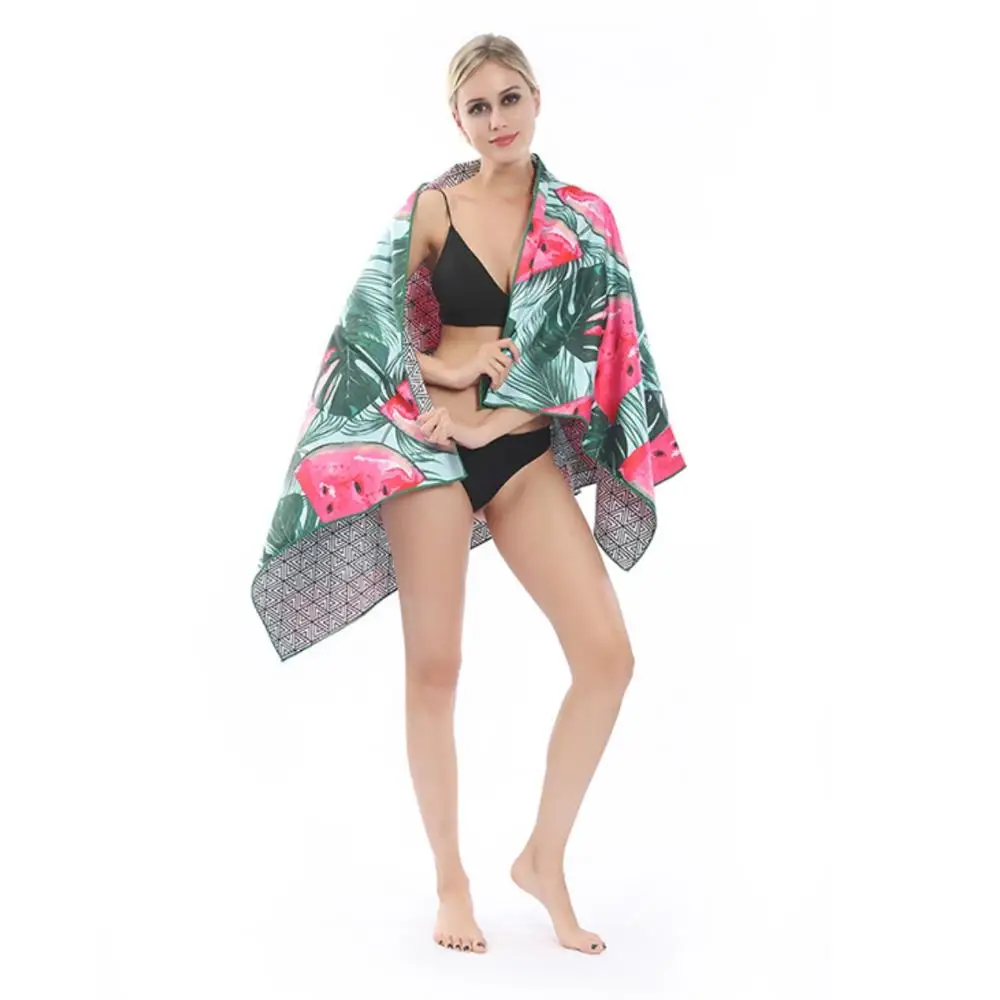 
High Quality Suede Recycled Microfiber Two Side Double Side Printed Beach Towel Quick Dry Beach Yoga Mat 