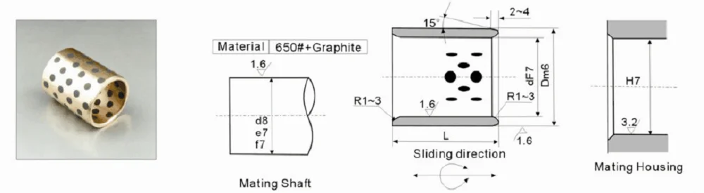 500# Oilless Bronze Sliding Self Lubricating Bearing Bushing
