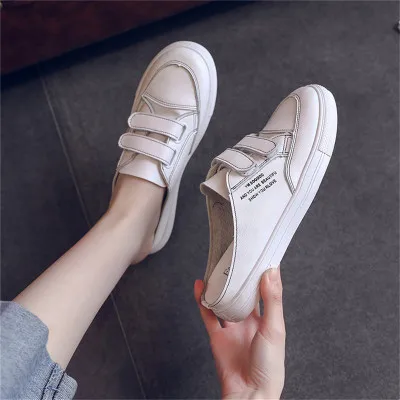 

PU women flat leather shoes half sole slippers plain white canvas women shoes