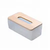 Retangular wooden tissue box oak lid plastic tissue box
