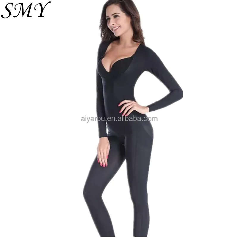 

Women Full body shaper suit trimmer pants Waist Slimming Corset Long Sleeve Waist Cincher Tummy Control Women Body Shapers, Black nude