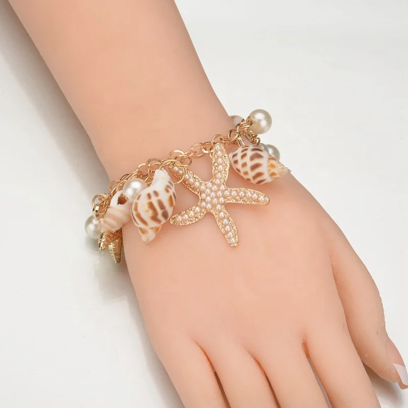 

Summer Accessories Ladies Starfish Shell Sea Beach Bracelets New Tidal Marine Shells Starfish Bohemian Charm Bracelet For Women