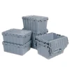 wholesale Virgin PP logistic stackable attached lid plastic moving bin