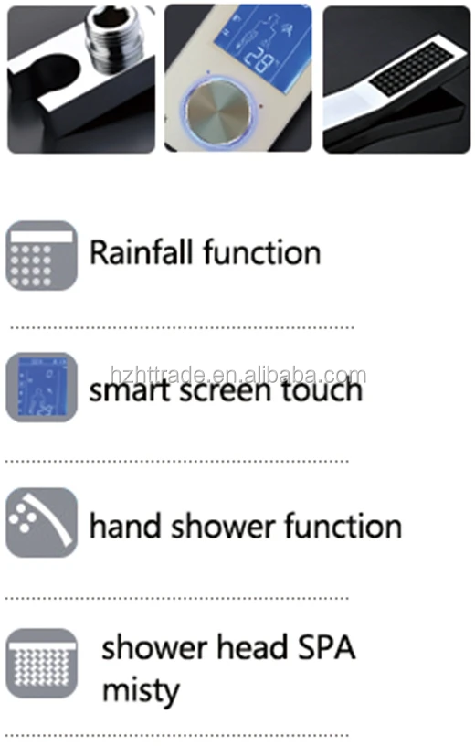 Smart screen touch SUS 304 bathroom thermostatic ceiling overhead rain shower