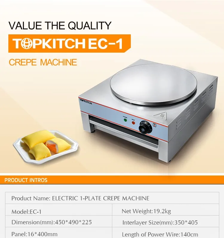 Good Reputation Quality Long Life Time Stainless Steel Automatic Crepe Machine