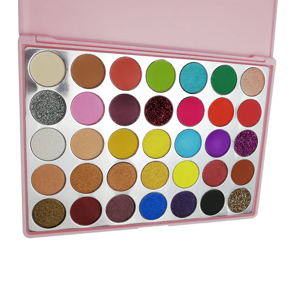 

In stock new trending 35 color pink eyeshadow palette priavte logo Eye shadow Palette
