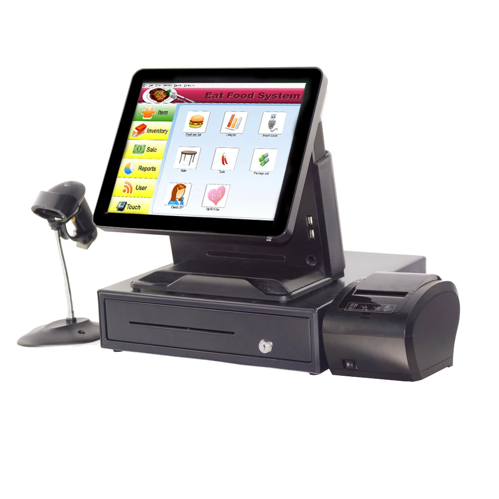 

Lottery Terminal 15 Inch Capacitive Touch Screen POS All In One System For Hotel, Black