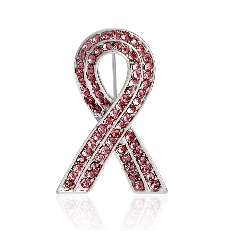 

2019 fashion hot style sell well, elegant breast cancer logo high-grade diamond AIDS pink ribbon brooch, clothing accessories