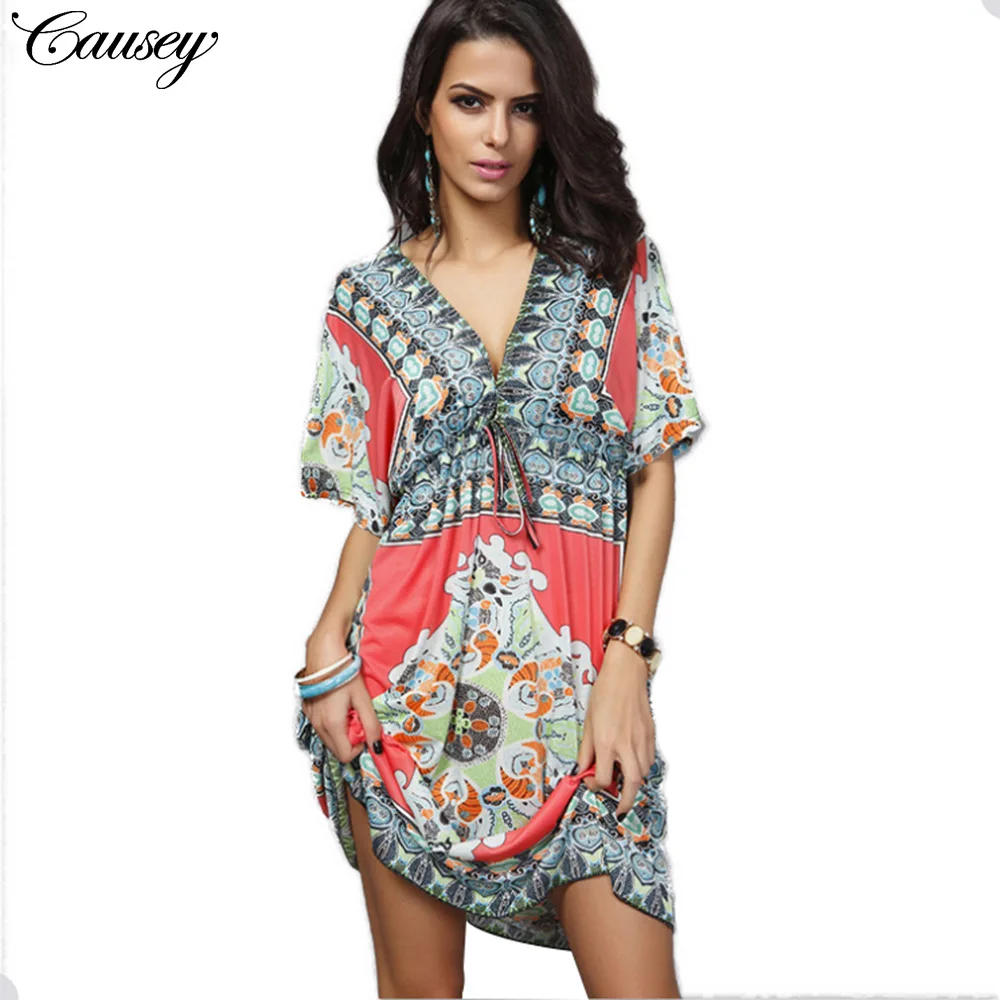 2019 New Woman Casual Sexy Dress Floral Printed Wholesale Cheaper Plus Size Maxi Dress