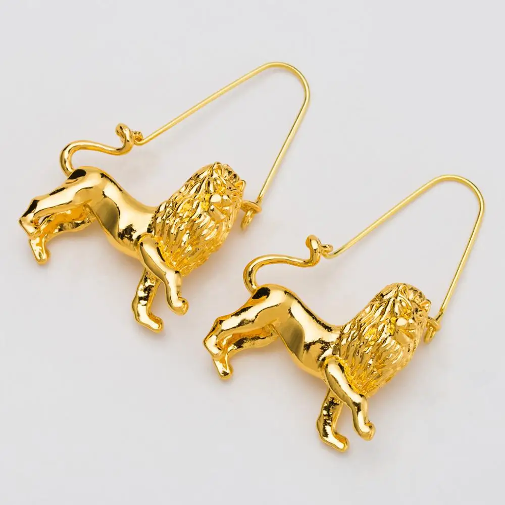 

New Trendy Jewelry 12 Zodiac Signs Gold Drop Earrings 14K Gold Plated Alloy Animal Lion Leo Drop Earrings For Girls Gift, Same as picture