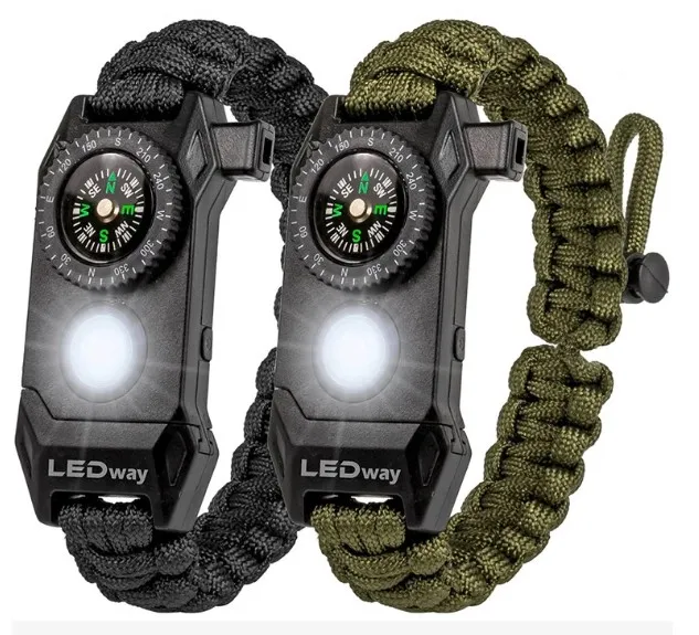 

Custom laser logo Survival paracord Bracelet Compass fire starter buckle with survival kit military paracord bracelet, As color card ,more than 300 colors for choice