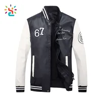 

Wholesale Genuine calf leather jackets own 3D embroidery racer men slim coat faux fur jacket factory in Guangzhou
