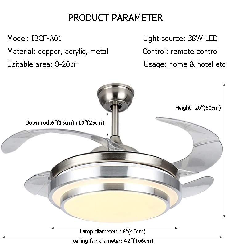 42 Inch Invisible Blades Ceiling Fan With Remote Control Buy