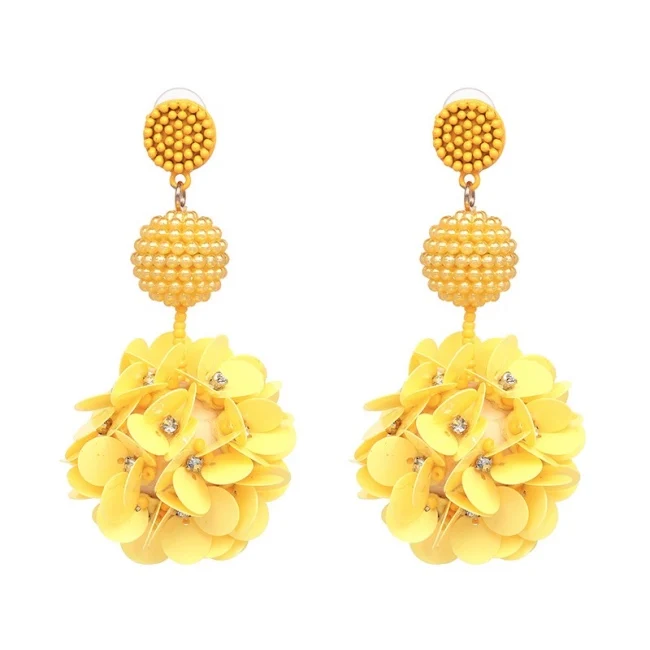 

Artificial No Piercing Seed Bead Earrings with Fabric Flowers