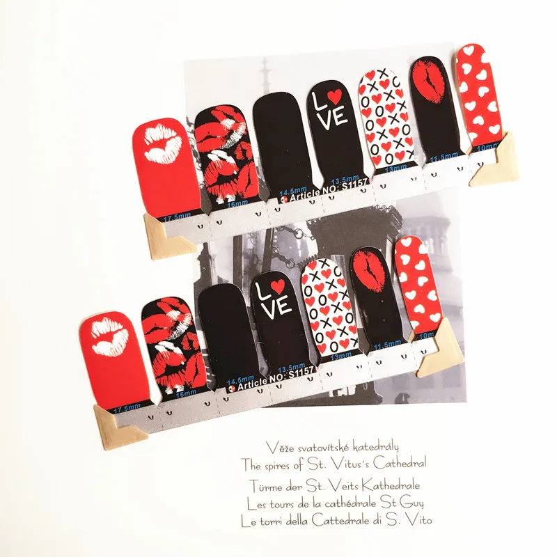 Red Sex Lips Nail Arts Sticker 14 pcs set Waterproof Nail Decal Art Sticker Gel Polish