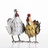 Set Of 2 Metal Rooster Cockerel Hen Garden Ornaments