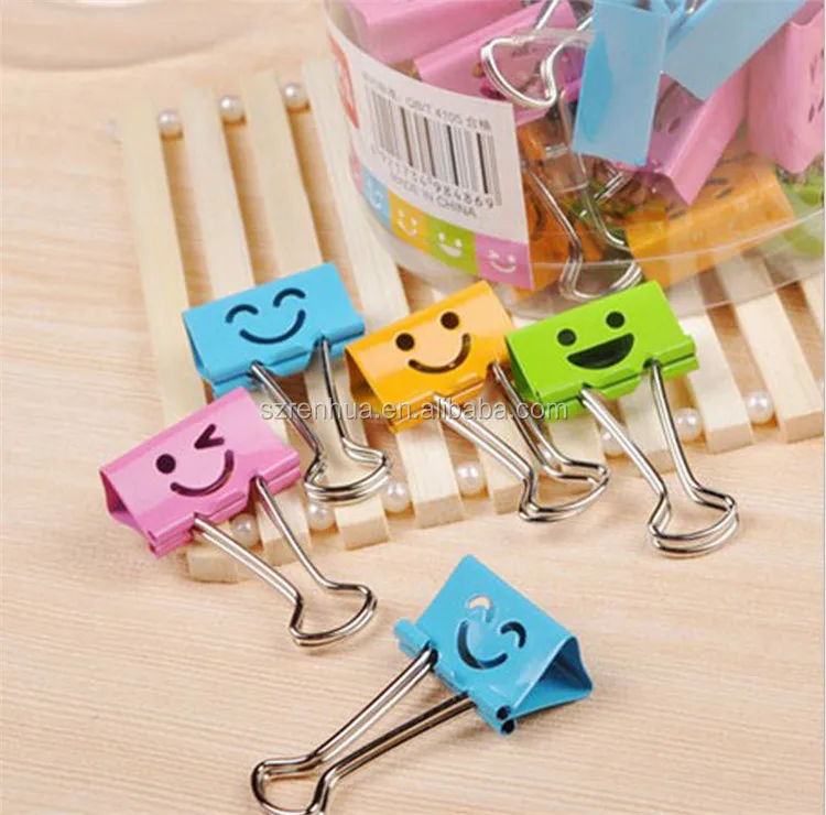 Colorful Cute Lovely Smiley Face Metal Paper Clips Binder Votes Mini ...