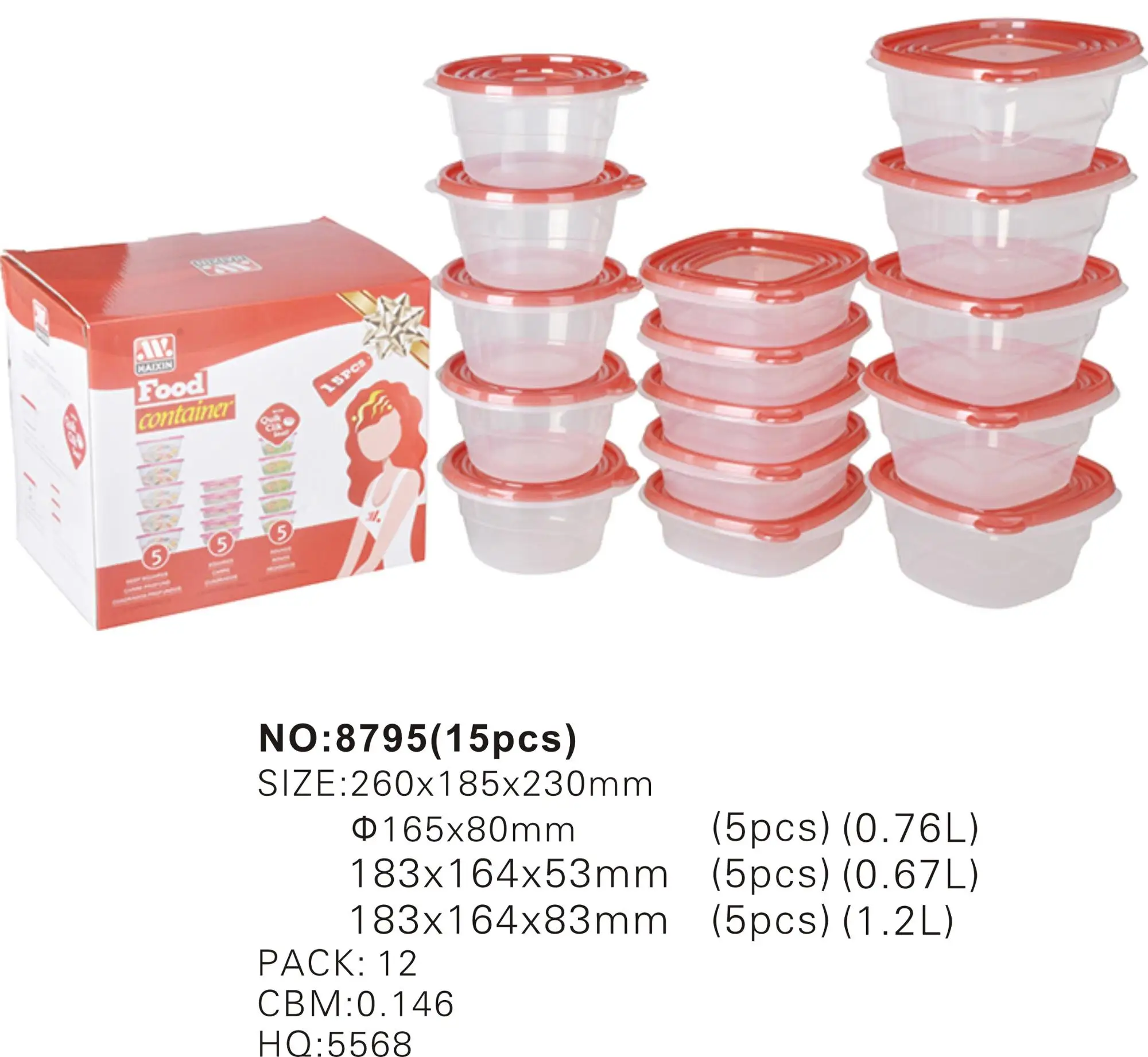 Summer&outdoor Living Food Packing Box Food Storage Container 15pcs Set