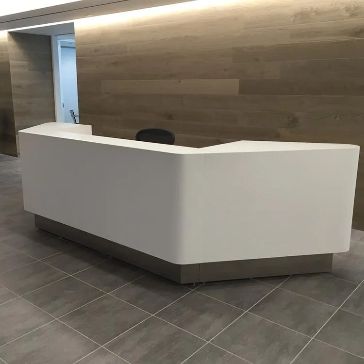 Reception Table White Corian Semi Circle Counter Semi Circle