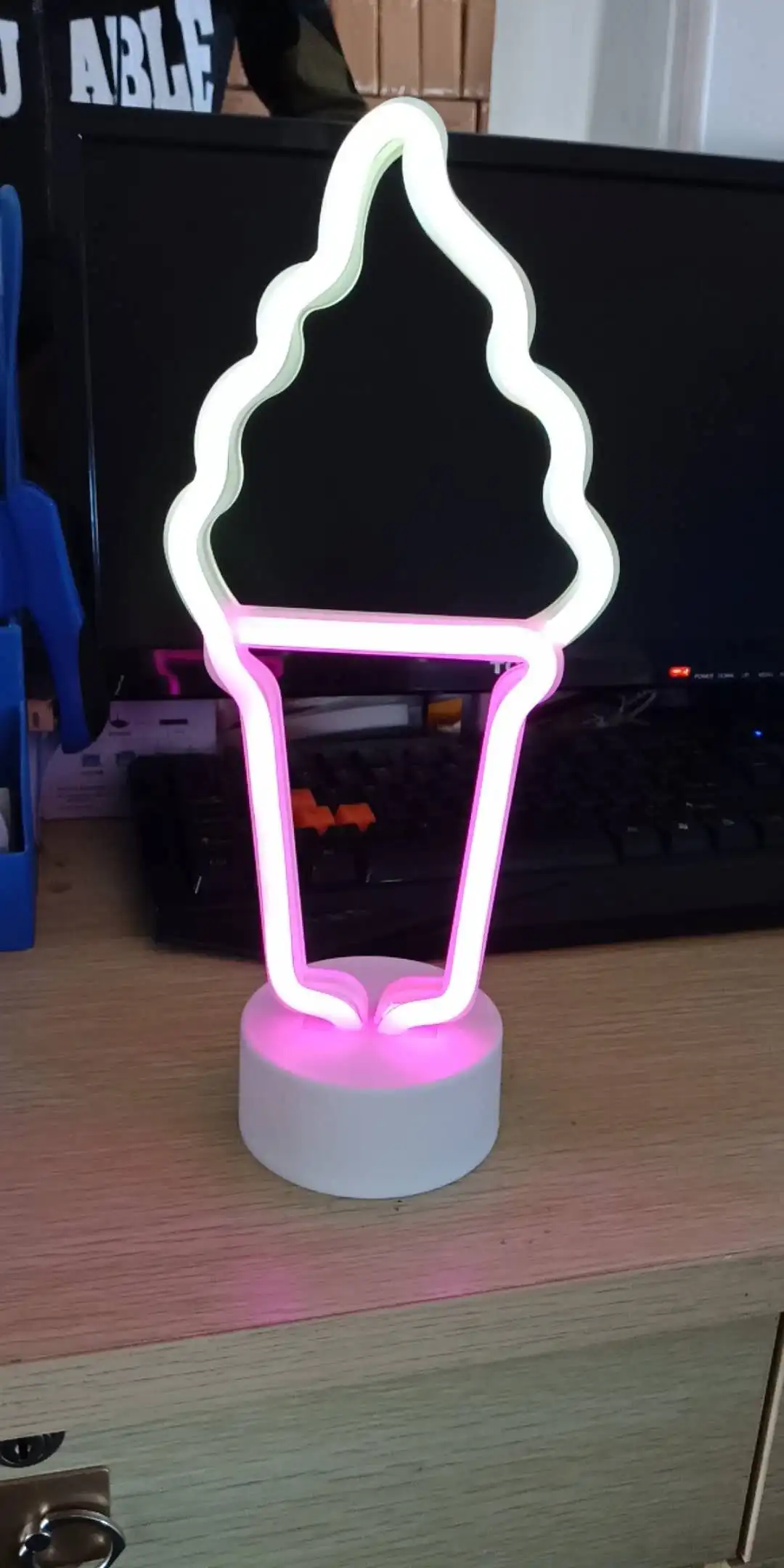 
led battery operated light room neon lighting home deco desktop lamp table ice cream night lamps for Christmas party decoration 