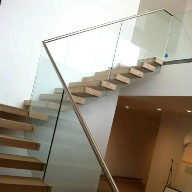 
Modern column interior design wooden floating stairs residential stairway 