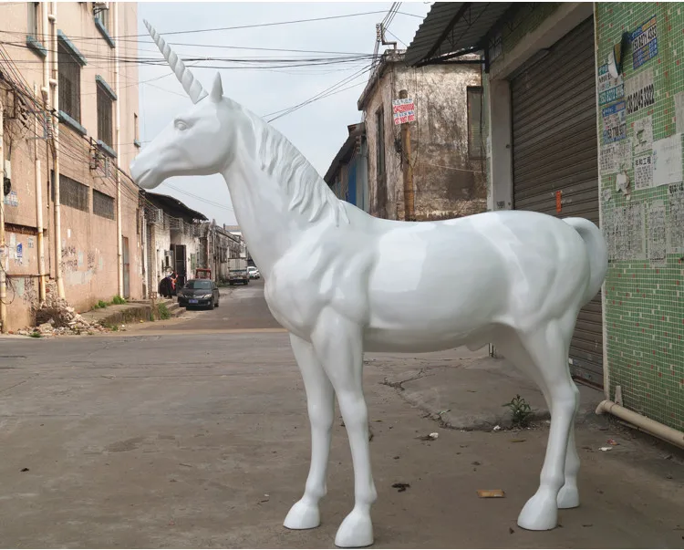 Custom Outdoor Colorful Life Size Fiberglass Sculpture Resin Unicorn