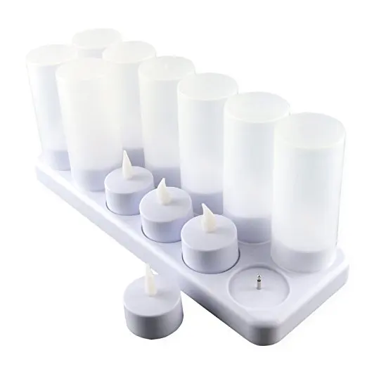 Rechargeable Multi 7 Color Changing LED Tea Light Candle with Frosted Holder and Remote Control (Set of 12, With Remote Control)