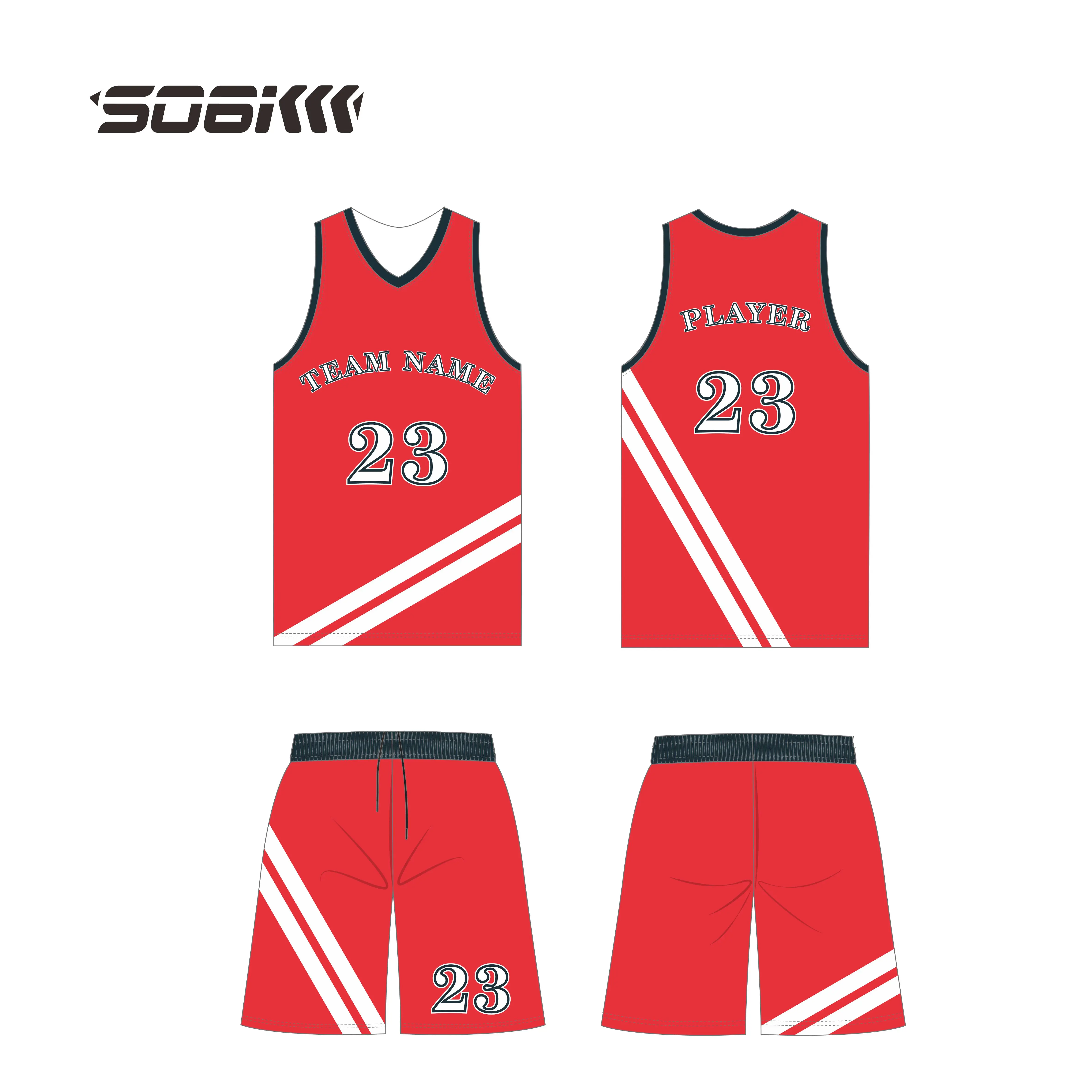 免费设计批发篮球球衣与名称红色篮球球衣