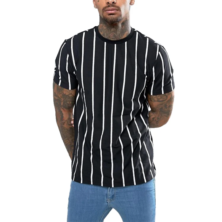 Bangladesh Wholesale Clothing Short Sleeve Vertical Striped Men T Shirt