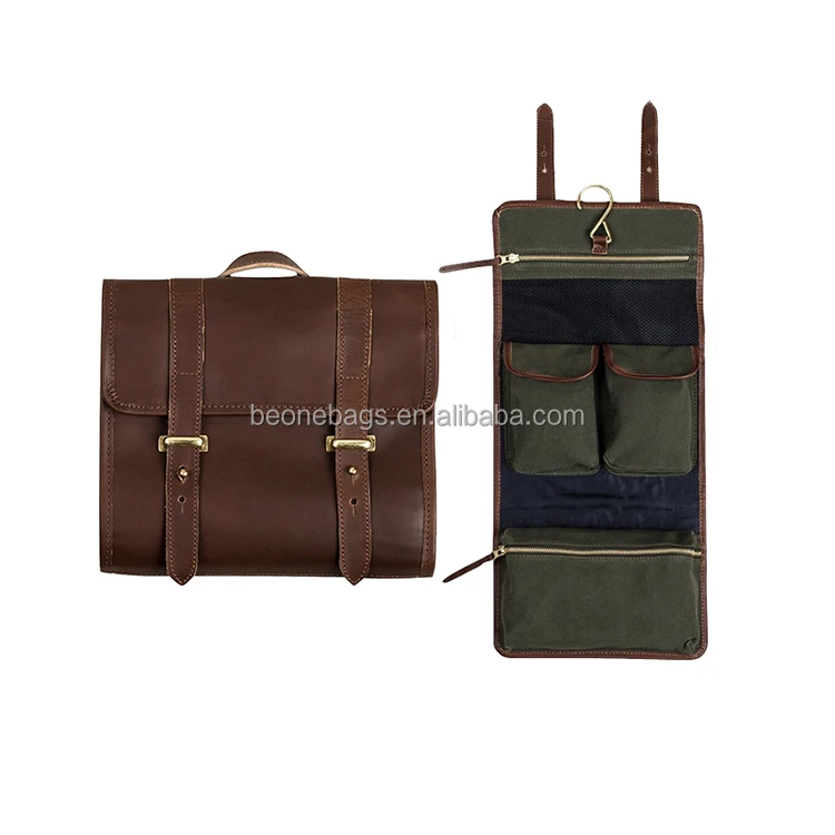 Roll Up Leather Hanging Toiletry Bag Dopp Kit Travel Wash For Men Product On Alibaba