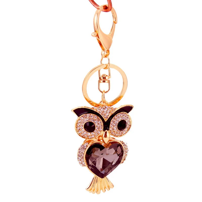 

Big crystal stone paved owl shape keychain