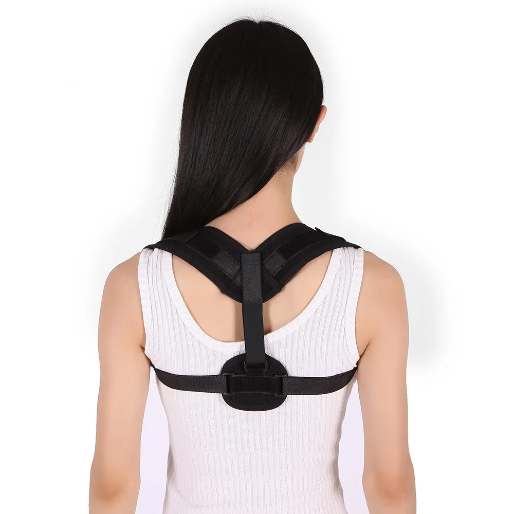 

Fully Adjustable and Lightweight Back Brace Comfortably Improve Bad Posture Body Neck Posture Corrector, Black;grey