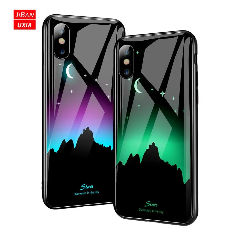 

phone case and accessories fit iphone x case,xs max xr 6 7 8 plus luxury lumionous shockproof tempered glass phone case