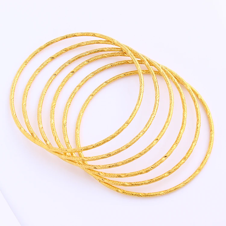 

JH Thin Batch of flowers Bangle Gold Plated Fashion Jewelry For Party Gift, Gold color
