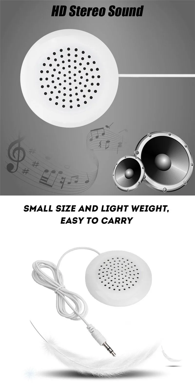 Pillow Speaker,3.5mm Jack Portable Speaker CD Player MP4 Mobile Phone etc. Under Pillow Speaker Compatible with Almost All Audio Devices with 3.5 mm Jack Such as MP3 