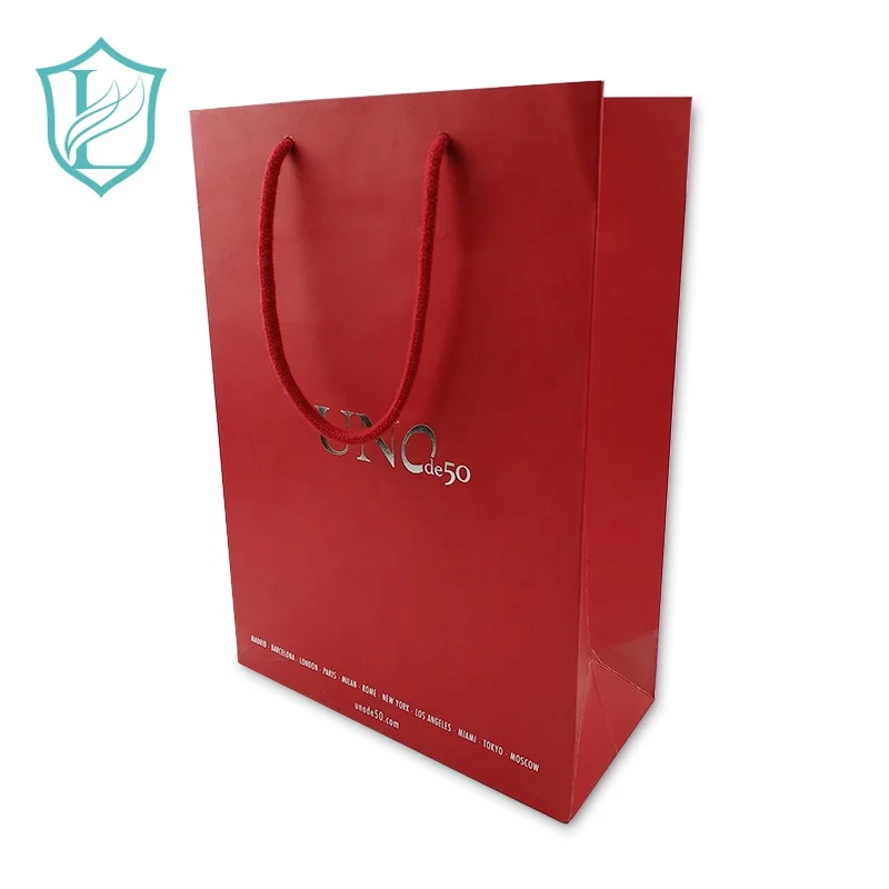
Customized Size Paper Bag Set with Rope Handle Logo 