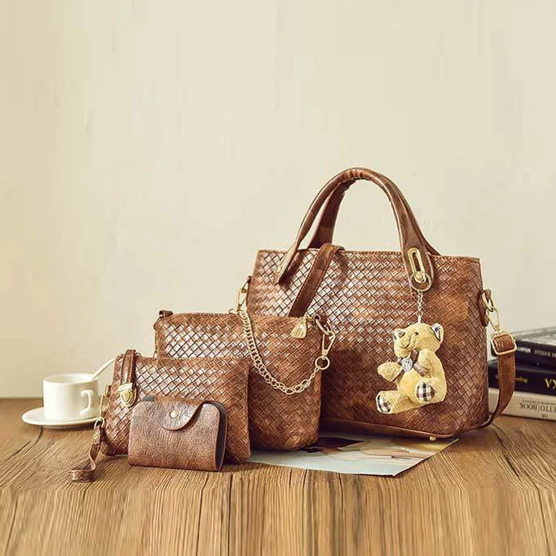 

Shoulder bag for women 2019 fashion elegant lady handbags 4 pieces bag sets