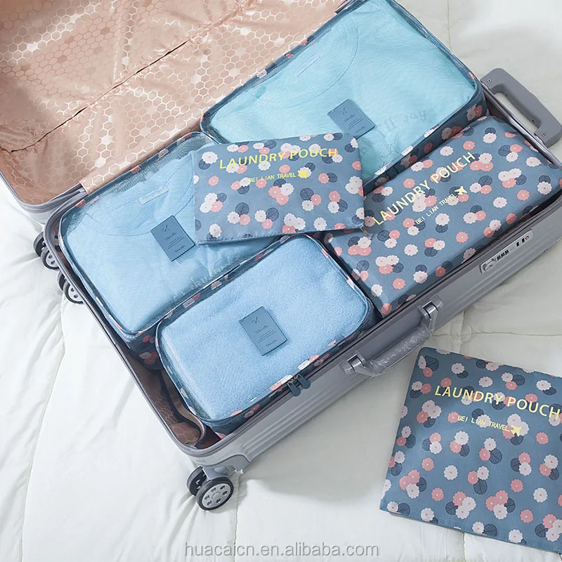 

Newest Hot Flora Design 6pcs/set travel Clothes Underwear Storage organizer Packing Cubes Set Bag in Bag, 20 kind of printing patterns