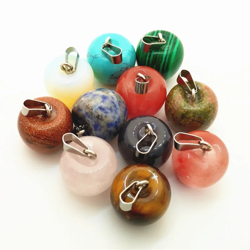 

handwork Natural Crystal stone pendants Gemstone Apple Necklace without chain Apple-shaped Pendants, Multi color available