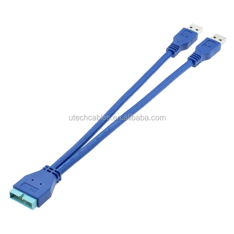 2 Port USB 3.0 Type A Male to 20 Pin Header Male Adapter Cable Cord  JG G3SL 