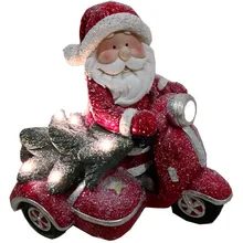 Магнезия Рождественская фигурка светодио дный Санта Клаус ездить на мотоцикле