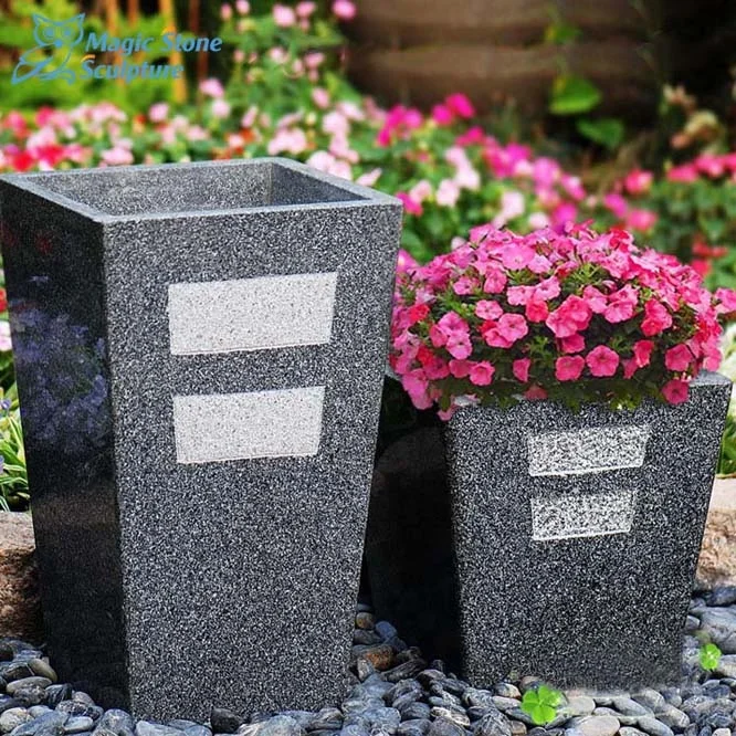 

Plant Flower Pots Big Garden Square Granite Wholesale Cheap Outdoor Used with Flower/green Plant Stone Glazed Floor Modern 25kgs