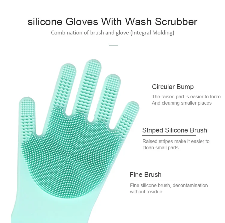 B19 Silicone Scrubber Gloves Silicone Gloves For Dish washing Magic Silicone Dishwashing Glove