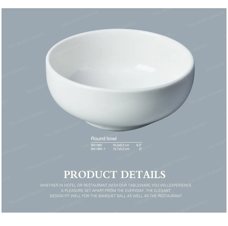 Ceramics factory hot selling crockery white porcelain soup bowl