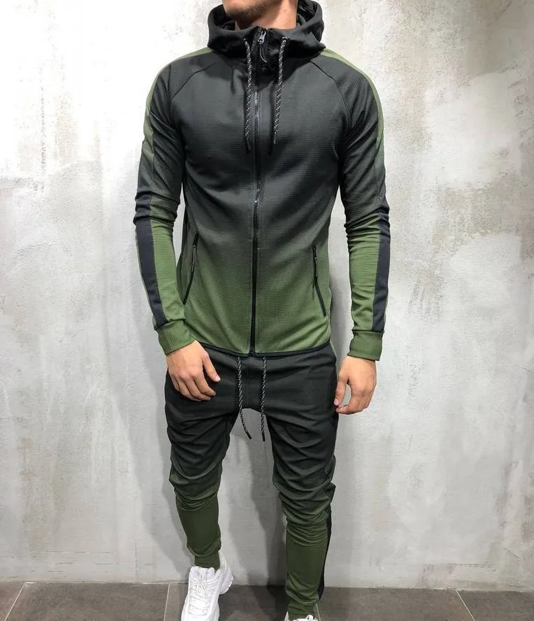 

Customized 3D Gradient Printed Zipper with Hat Hip-hop Muscle Brothers Men's Leisure Sports Suit, Mosaic color