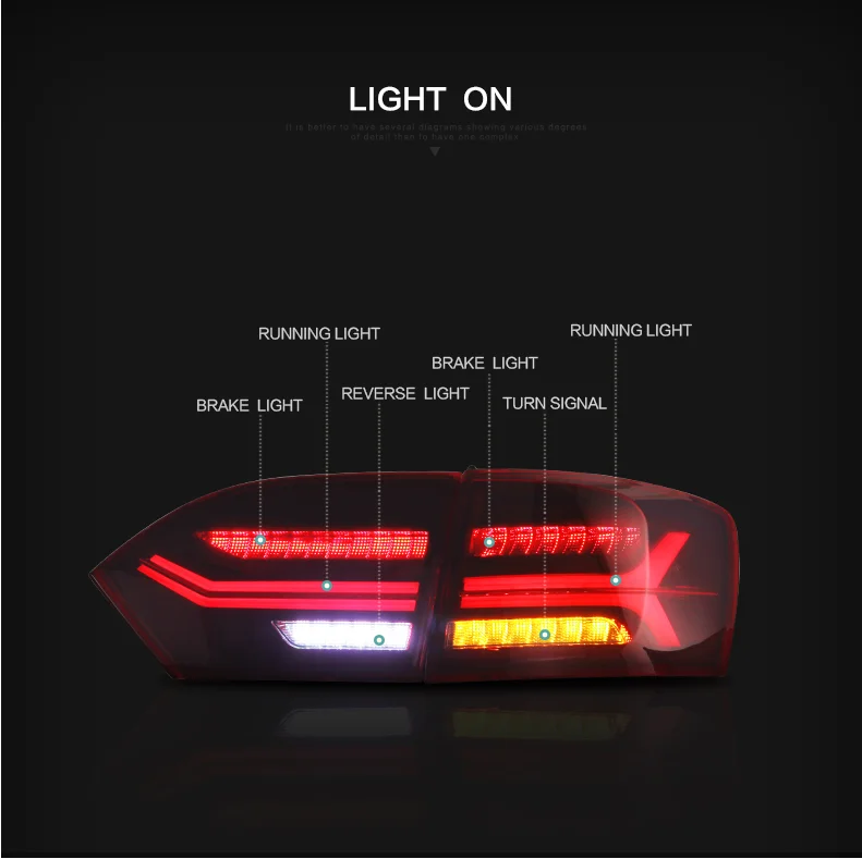 VLAND manufacturer for Jetta Mk6 taillight for 2011-2014 for JETTA LED tail lamp with moving turn signal wholesale price