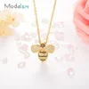 Modalen Stainless Steel Cute Bee Insect Gold Filled Charm Crystal Necklace