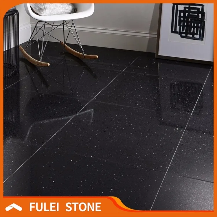 Best Quality Starlight Black Sparkle Quartz Stone Floor Tiles