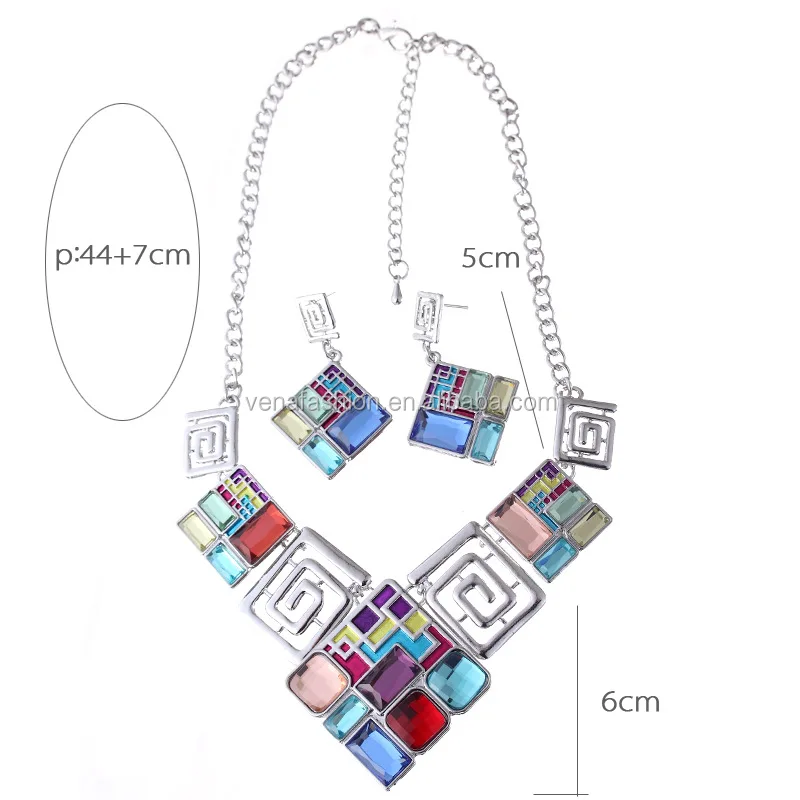 color stone pendant beautiful silver jewelry set